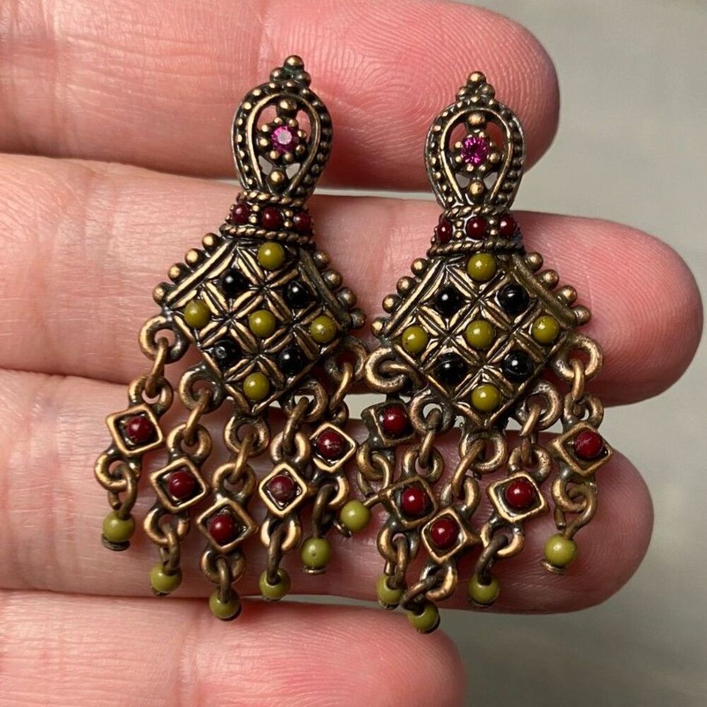 Colorful bronze earrings